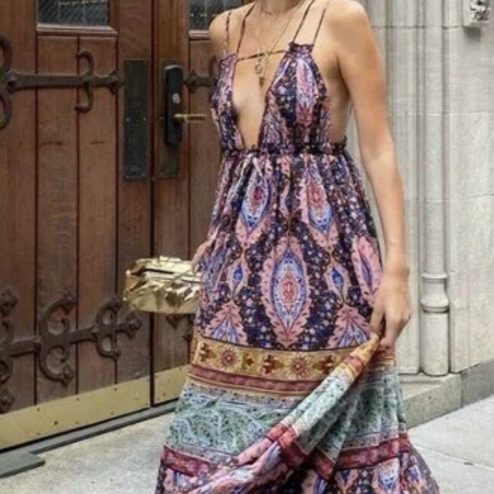 Zara Vibrant Patterned Maxi Dress - Picture 5 of 7
